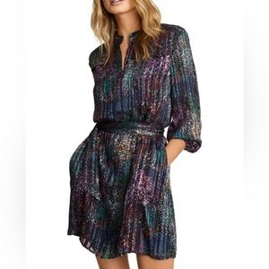 REISS Isla Lurex Print Flippy Dress NWT size10